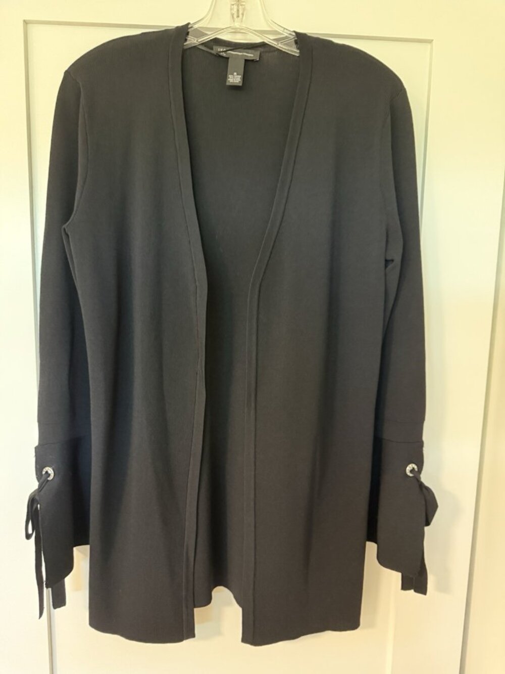 INC international Concepts black open front cardigan sweater, size medium